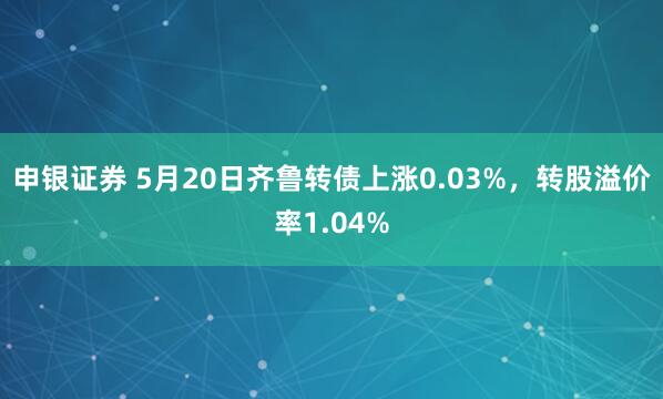 申银证券 5月20日齐鲁转债上涨0.03%，转股溢价率1.04%